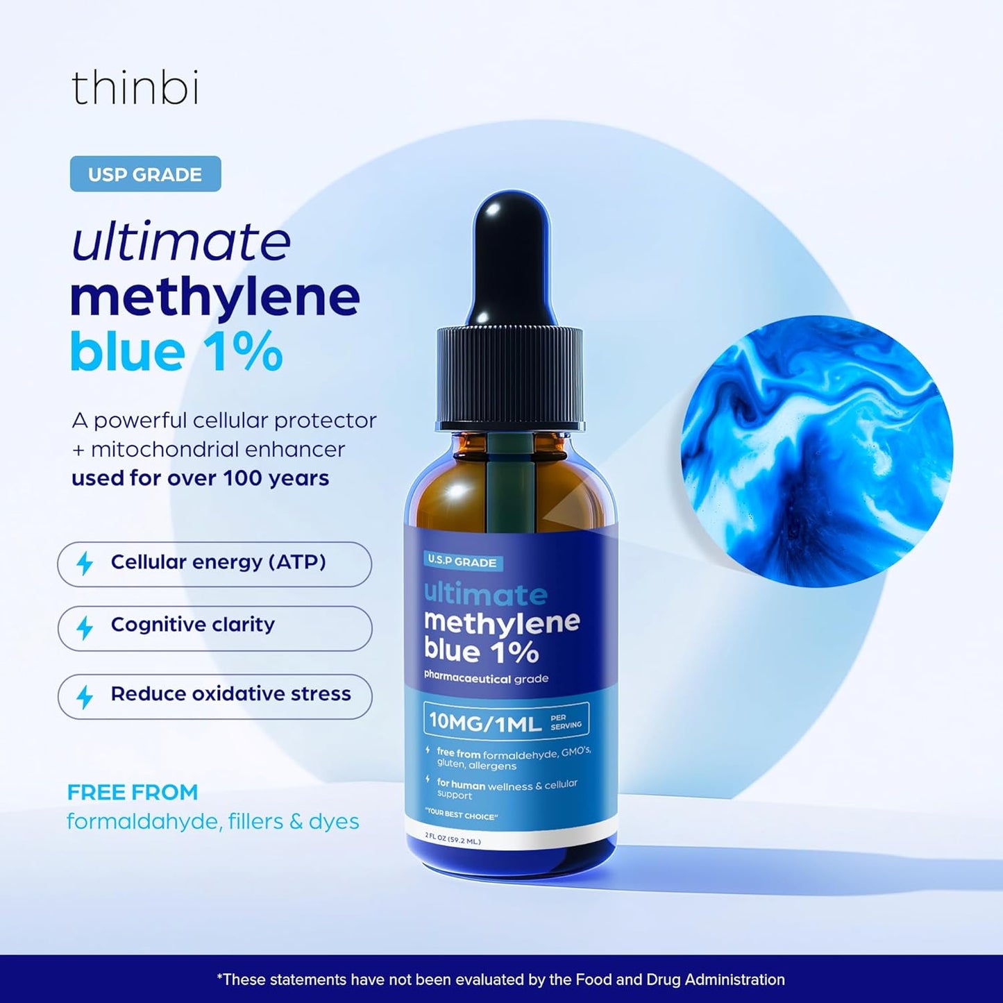 DROPS - 2oz - Methylene Blue 1% - Thinbi