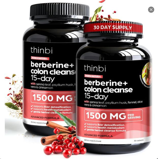Capsules - 1500mg - Berberine - Thinbi - 15 Day Cleanse - 30ct - 2pack