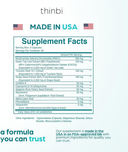 NAD+ complex with resveratrol & urolithin A