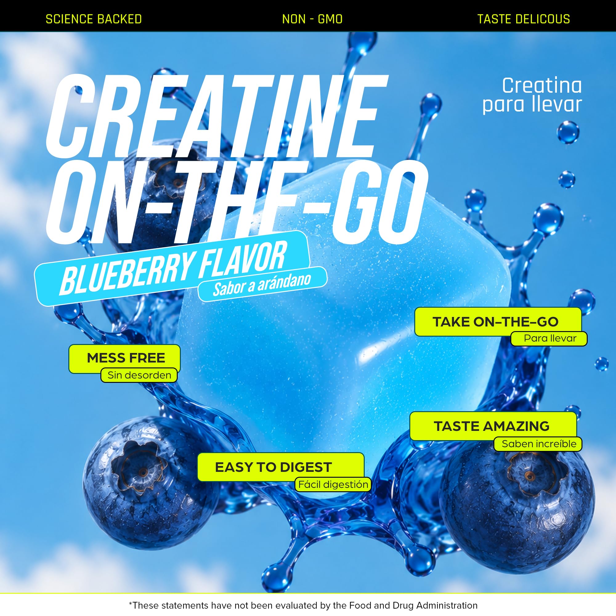 Thinbi Creatine Gummies, blueberry gummies on the go