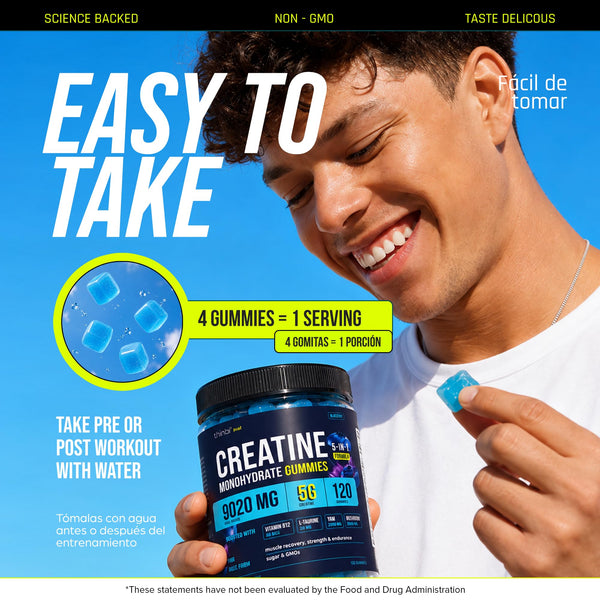 Thinbi Creatine Monohydrate Gummies – Blueberry, 120 Count